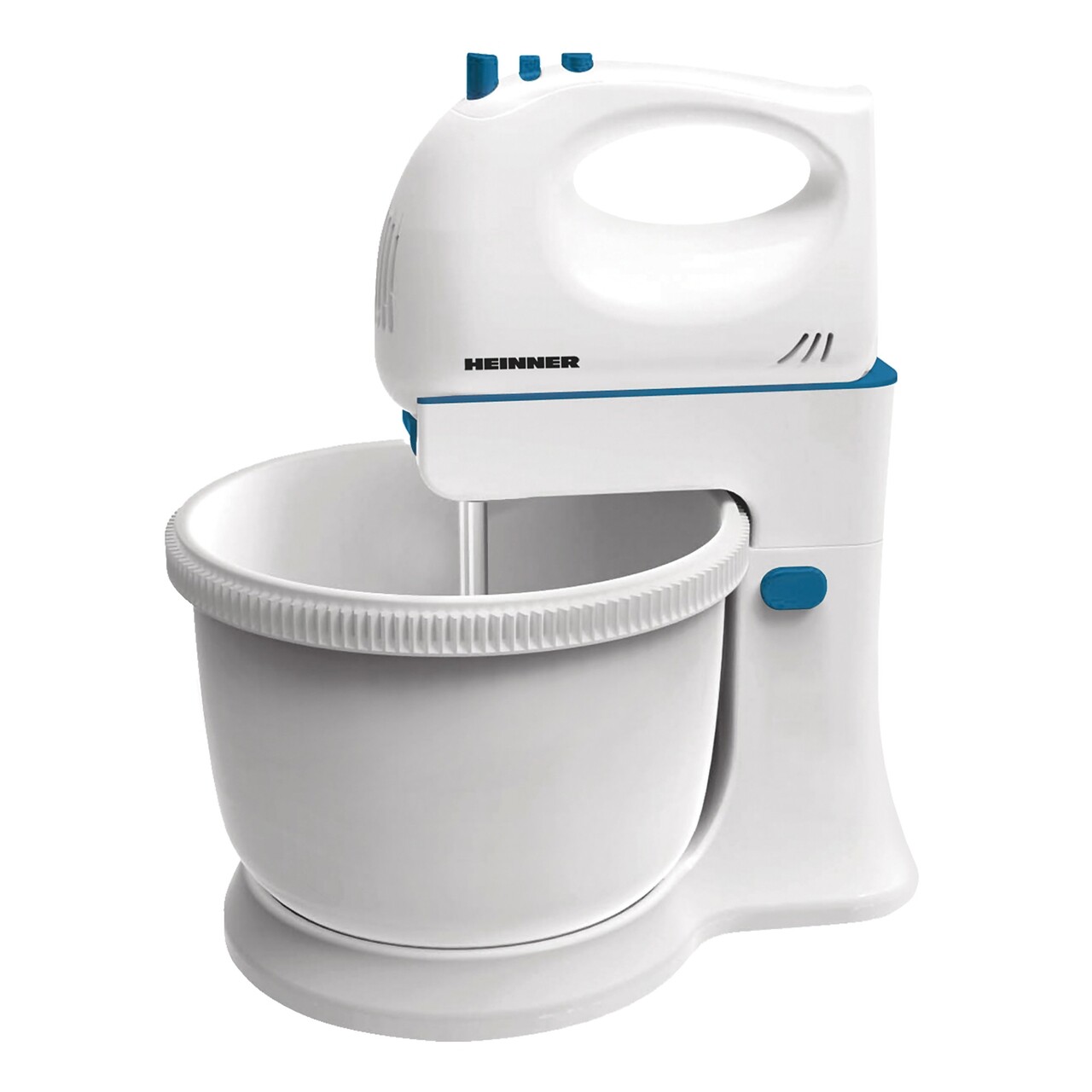 Mixer cu bol Charm, Heinner, 300 W, 5 viteze, alb/albastru - imagine 3